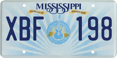 MS license plate XBF198