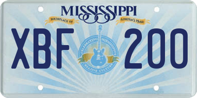 MS license plate XBF200