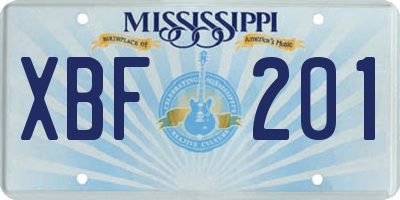 MS license plate XBF201