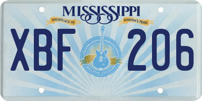 MS license plate XBF206