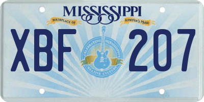 MS license plate XBF207