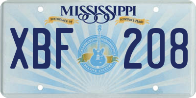 MS license plate XBF208