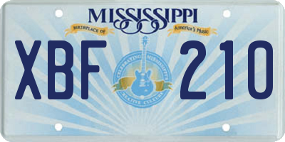 MS license plate XBF210