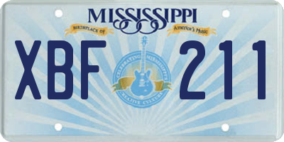 MS license plate XBF211
