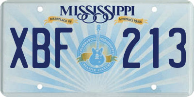 MS license plate XBF213