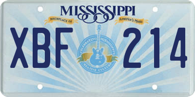 MS license plate XBF214