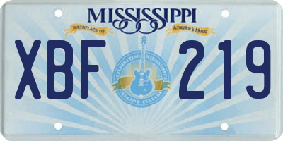 MS license plate XBF219