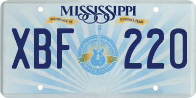 MS license plate XBF220