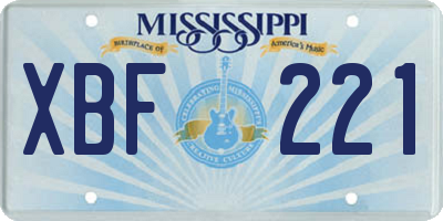 MS license plate XBF221