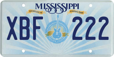 MS license plate XBF222