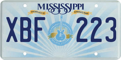 MS license plate XBF223