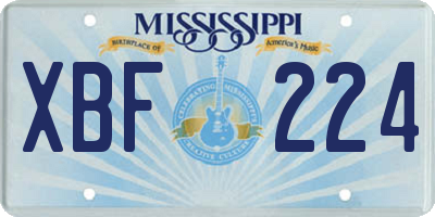 MS license plate XBF224