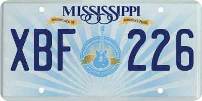 MS license plate XBF226