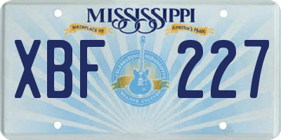 MS license plate XBF227