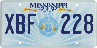 MS license plate XBF228