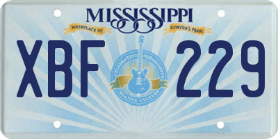MS license plate XBF229