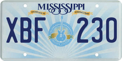 MS license plate XBF230