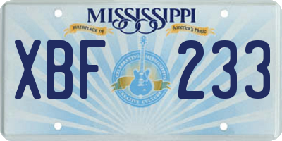 MS license plate XBF233