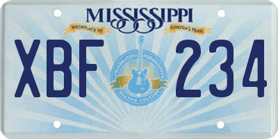 MS license plate XBF234
