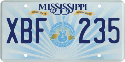 MS license plate XBF235
