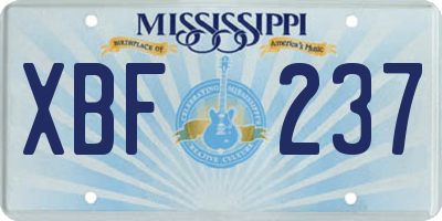 MS license plate XBF237