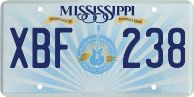 MS license plate XBF238
