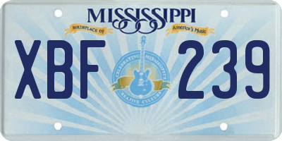 MS license plate XBF239
