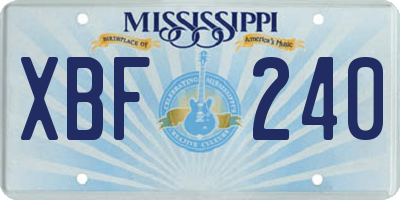 MS license plate XBF240