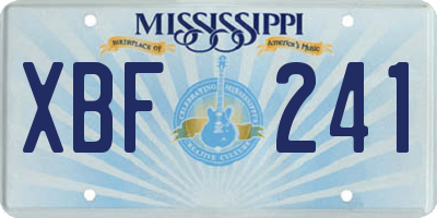MS license plate XBF241