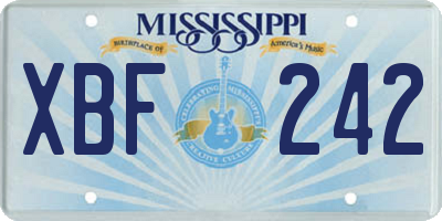 MS license plate XBF242