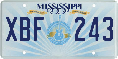 MS license plate XBF243