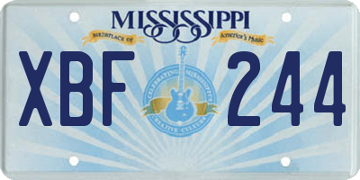 MS license plate XBF244