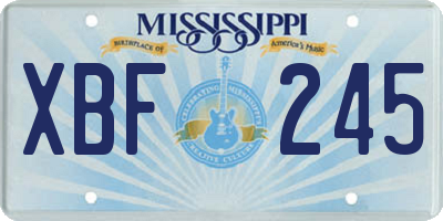 MS license plate XBF245