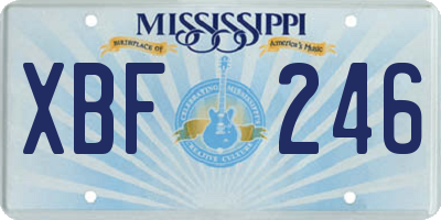 MS license plate XBF246
