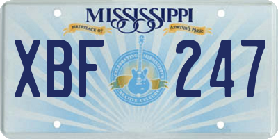 MS license plate XBF247