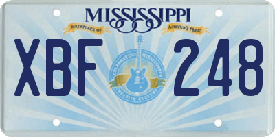 MS license plate XBF248