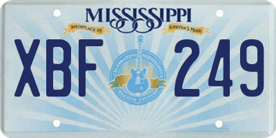 MS license plate XBF249