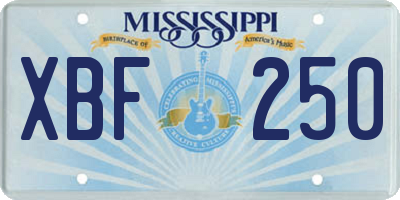 MS license plate XBF250