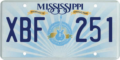 MS license plate XBF251