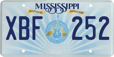 MS license plate XBF252