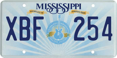 MS license plate XBF254