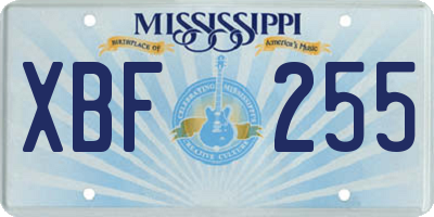 MS license plate XBF255