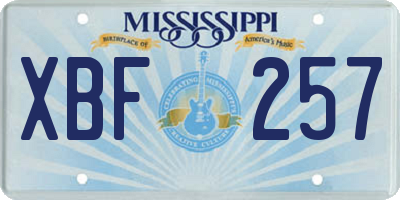MS license plate XBF257