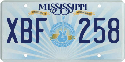 MS license plate XBF258