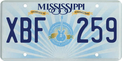 MS license plate XBF259