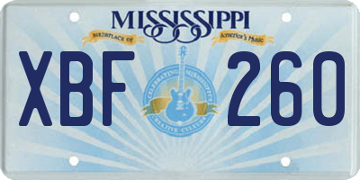 MS license plate XBF260