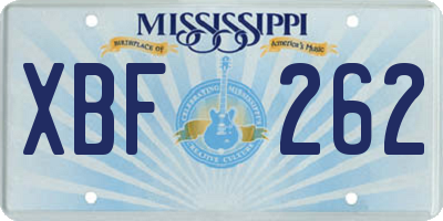 MS license plate XBF262