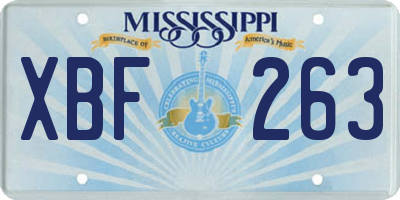 MS license plate XBF263