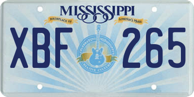 MS license plate XBF265