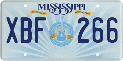 MS license plate XBF266